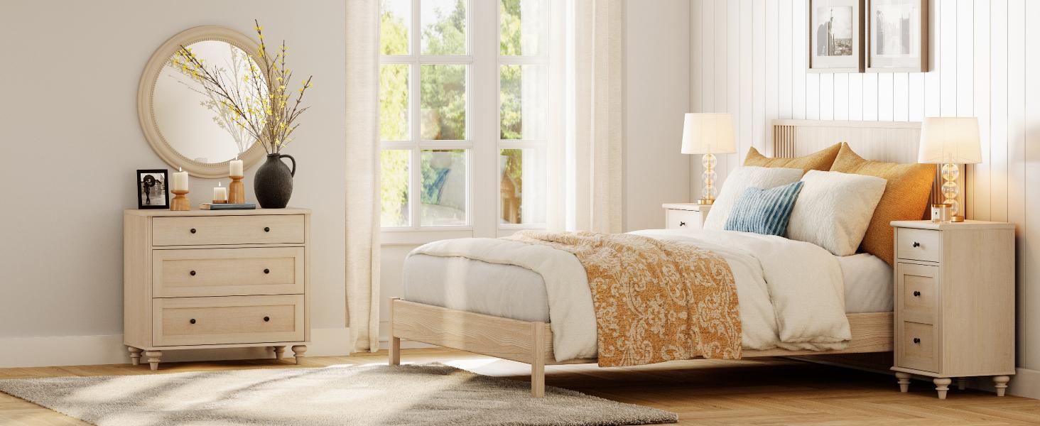 Farmhouse Nightstand with 3 Drawers