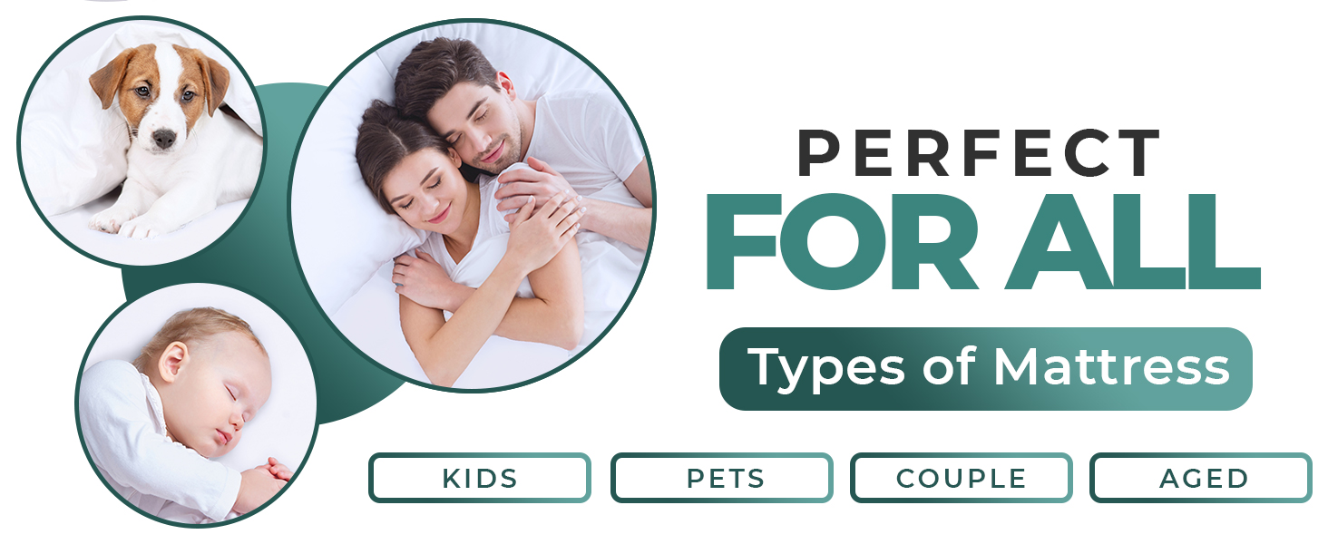 premium terry mattress cover 200 gsm, breathable, fitted style with stretchable pockets (white)