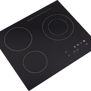 Electric Cooktop 24 Inch, 2600W 3 Burner Built-in or Countertop Ceramic Stove Top with 9 Heating Levels & Timer, Touch Control & Child Lock for Kitchen, Hotel, Restaurant