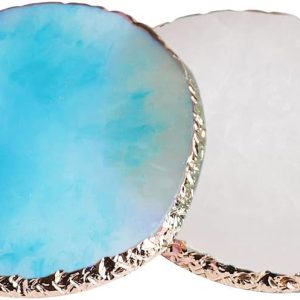 2 Pieces Resin Nail Art Palette, Nail Art Painting Gel Palette Gold Edge Color Makeup Display Board Nail Art Display Cosmetic Mixing Tools