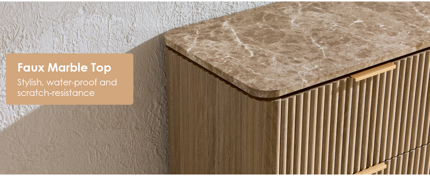 Fluted 6 Drawer Dresser Natural Oak