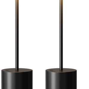 Black Cordless Table Lamp, 4000mAh Rechargeable Battery Powered Lamps, 3 Color Stepless Dimming, LED Wireless Outdoor Lamps for Dining Room, Bedroom, Bar, Cafe, Restaurant, Patio, Camping, Set of 2