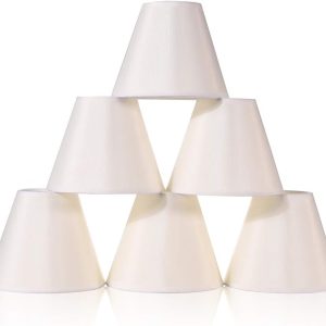 Wellmet Chandelier Shades, ONLY FOR CANDELABRA BULBS, Clip-on Fitter Lamp Shades, 3" x 6" x 5", Set of 6, Cream White