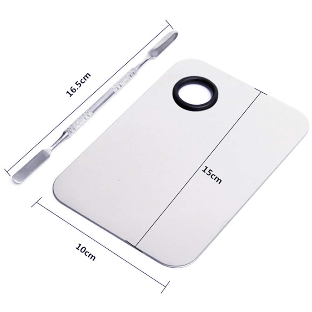 Stainless Steel Cosmetic Makeup Palette, Professional Cosmetic Mixing Makeup Palette Spatula Makeup Artist Tool, Beauty Salon Color Cream Mixing Palette With A Spatula Makeup Nail Art Palette - Image 4