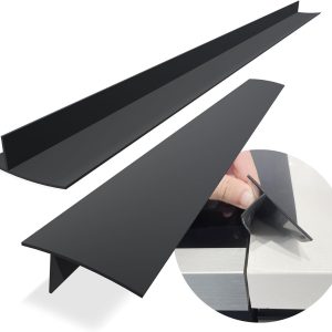 Silicone Stove Counter Gap Cover / Filler by Kindga 25" Long, Sealing Spills Between Kitchen Appliances Washing Machine and Stovetop, Set of 2 (Black)