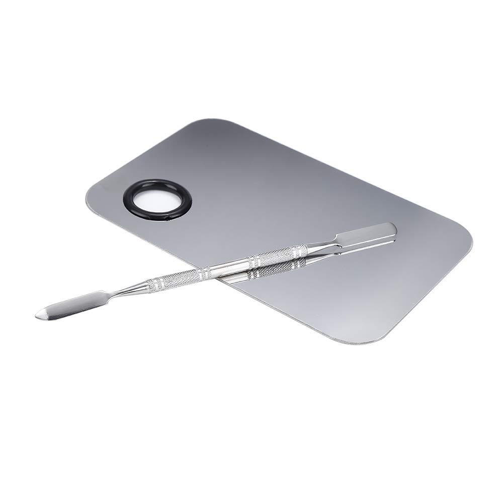 Stainless Steel Cosmetic Makeup Palette, Professional Cosmetic Mixing Makeup Palette Spatula Makeup Artist Tool, Beauty Salon Color Cream Mixing Palette With A Spatula Makeup Nail Art Palette - Image 6