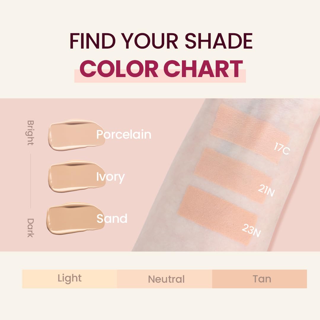 TIRTIR Mask Fit All Cover Pink Cushion Foundation | High coverage, Velvety Matte Finish, Lightweight, Flawless, Corrects Redness, Korean Cushion (#23N Sand, Full Size, 0.63 Fl Oz) - Image 6