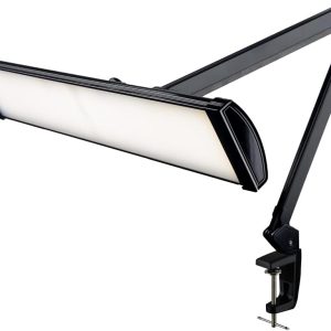 Neatfi LED Desk Lamp, 3,500 Lumens, 3 Light Modes, Dimmable, 45W, Touch Control, 26 Inch Wide Metal Shade, 540 SMD LEDs, Directional Lighting, Eye Caring Task Lamp (CCT with Clamp, Black)