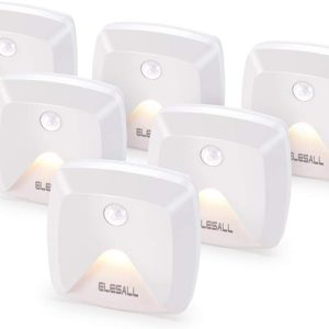 6-Pack Stick-on Motion Sensor Lights, Warm White LED Night Light, Stick-Anywhere Stair Lights, Closet Light, Battery Operated Wall Light for Kitchen, Hallway, Bedroom, Bathroom, Stairs