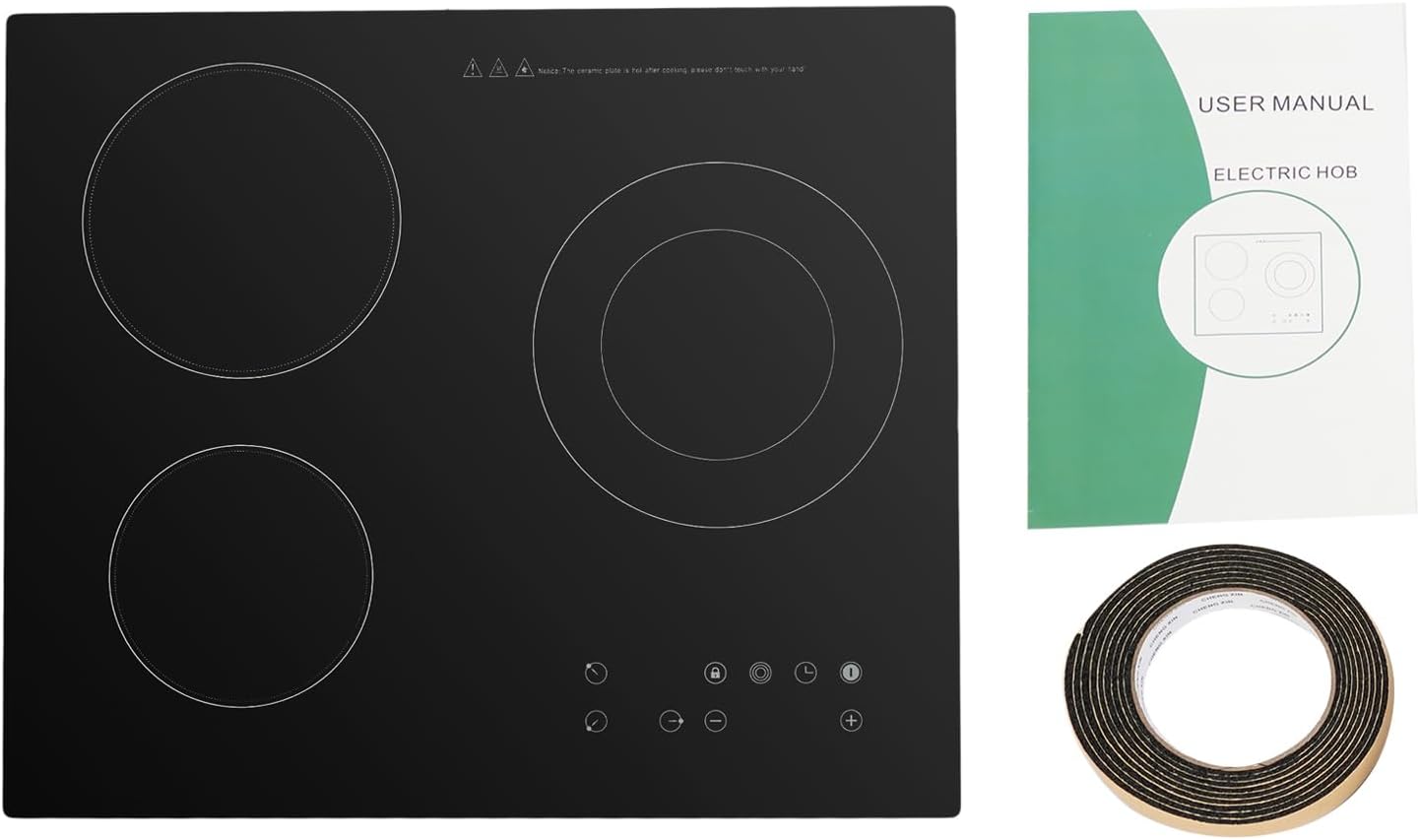 23 Inch Induction Cooktop, 3 Burner 2600W Flat Glass Top, 9 Power Levels Built-in Induction Stovetop,Crystal Flat Ceramic Cooktop, Radiant Electric Stove Top with Child Lock Touch Control - Image 2