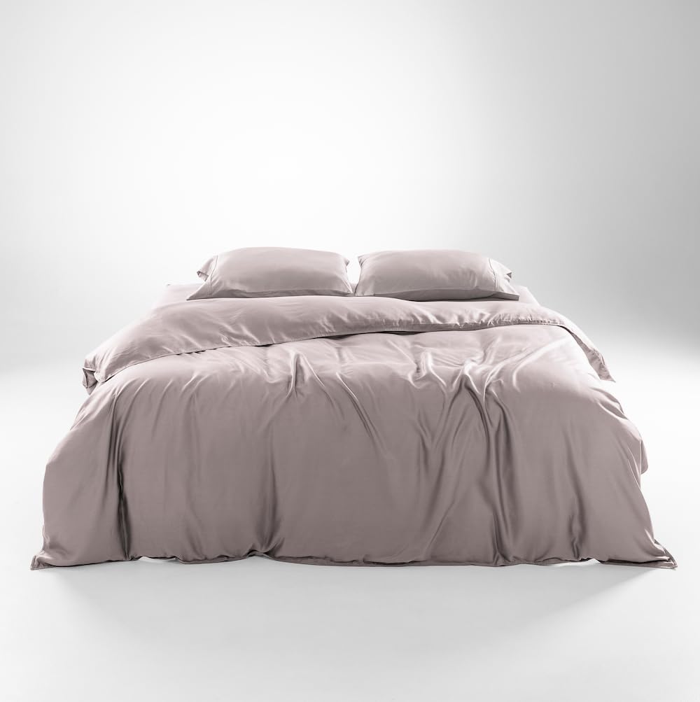 Olive + Crate Tencel Eucalyptus Cooling Duvet Cover Set – Hypoallergenic, Lyocell Tencel Duvet Cover – Soft, Temperature Regulating with Hidden Button Closure & Corner Ties – Queen Size [Dusk]
