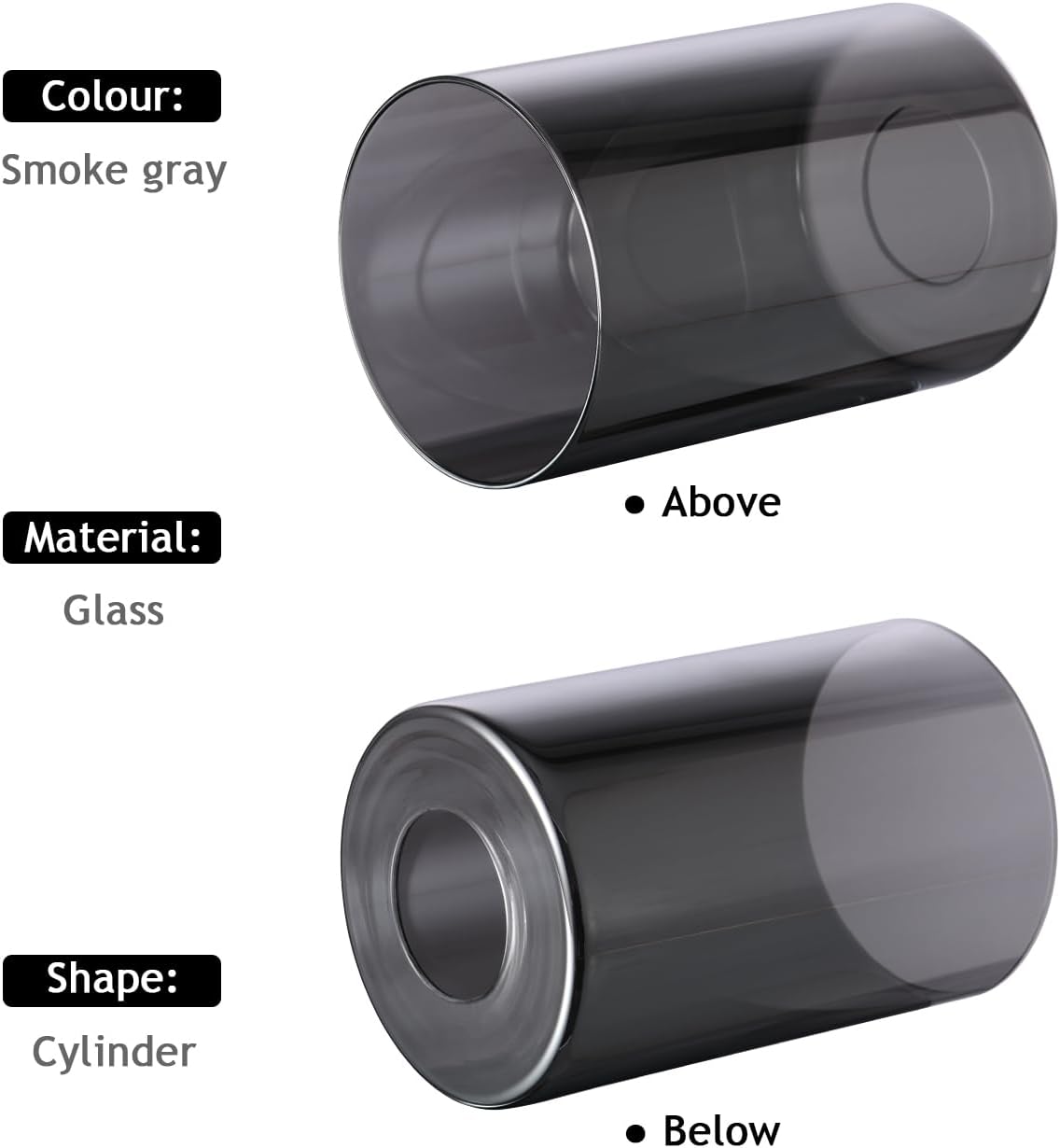 Diameter 4.72 IN, Tall 6 IN,E26 Base 1-5/8 Inch Fitter,Wall lamps or Pendant Lamps Replace Lampshades With Smoke Gray Cylindrical Glass Lampshades - Image 3