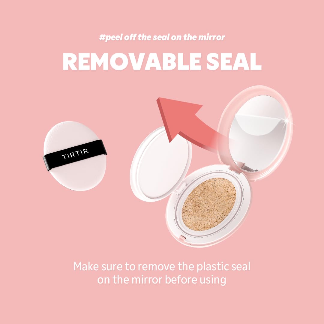 TIRTIR Mask Fit All Cover Pink Cushion Foundation | High coverage, Velvety Matte Finish, Lightweight, Flawless, Corrects Redness, Korean Cushion (#23N Sand, Full Size, 0.63 Fl Oz) - Image 7