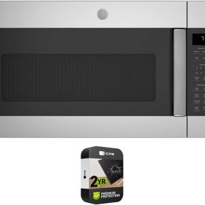 GE JVM7195SKSS 1.9 Cu. Ft. Over-the-Range Sensor Microwave Oven Stainless Steel Bundle with Premium 2 YR CPS Enhanced Protection Pack