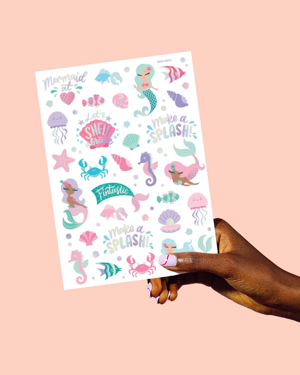 xo, Fetti Under The Sea Mermaid Temporary Tattoos - 56 Iridescent Foil Styles | Kids Birthday Party Supplies, Sea Creatures Favors, Ocean Animal, Underwater Arts and Crafts, Boys + Girls Activity - Image 5