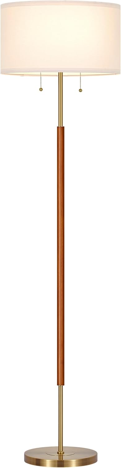 BTP Mid Century Floor Lamp for Bedroom, 2-Lights Wood Floor Lamp with Dual Switch, Tall Reading Standing Light for Living Room Office Farmhouse, 3 Color Temperatures 9W Bulbs*2 Included - Image 9