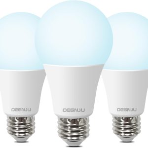 100W Equivalent A19 5000K Daylight LED Light Bulbs, 1500 Lumens, E26 Base, Non-Dimmable, 13W Bright White for Bedroom Home Office, 3 Pack