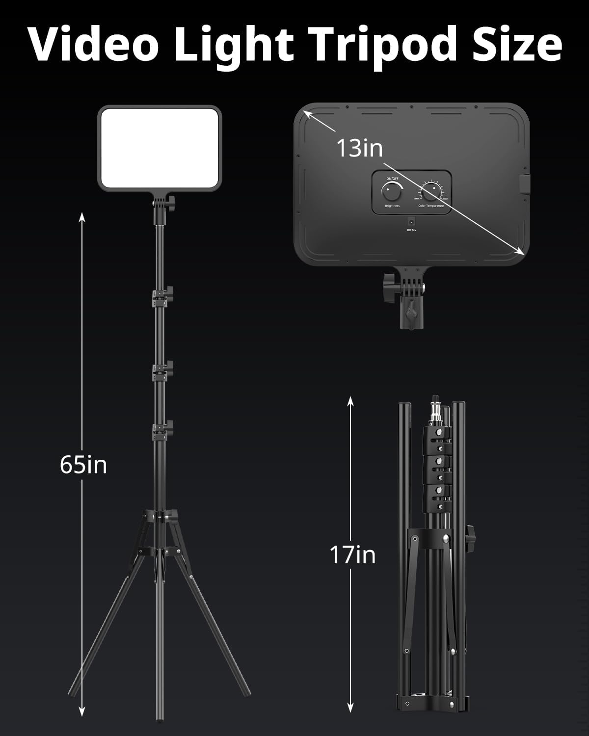 UBeesize 2 Pack LED Video Light Kit, Photography Lighting, 13" Studio Lights with 65" Tripod Stand and Phone Holders, Podcast Lighting for Video Recording,Tiktok,YouTube - Image 5