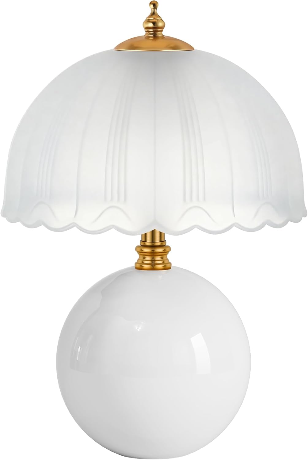 PARTPHONER Mushroom Table Lamp, Ceramic Bedside Lamp with Glass Shade, 3-Way Lighting (2700K-5000K) Rocker Switch, Small Nightstand Lamp for Bedroom, Living Room, Office, White - Image 2