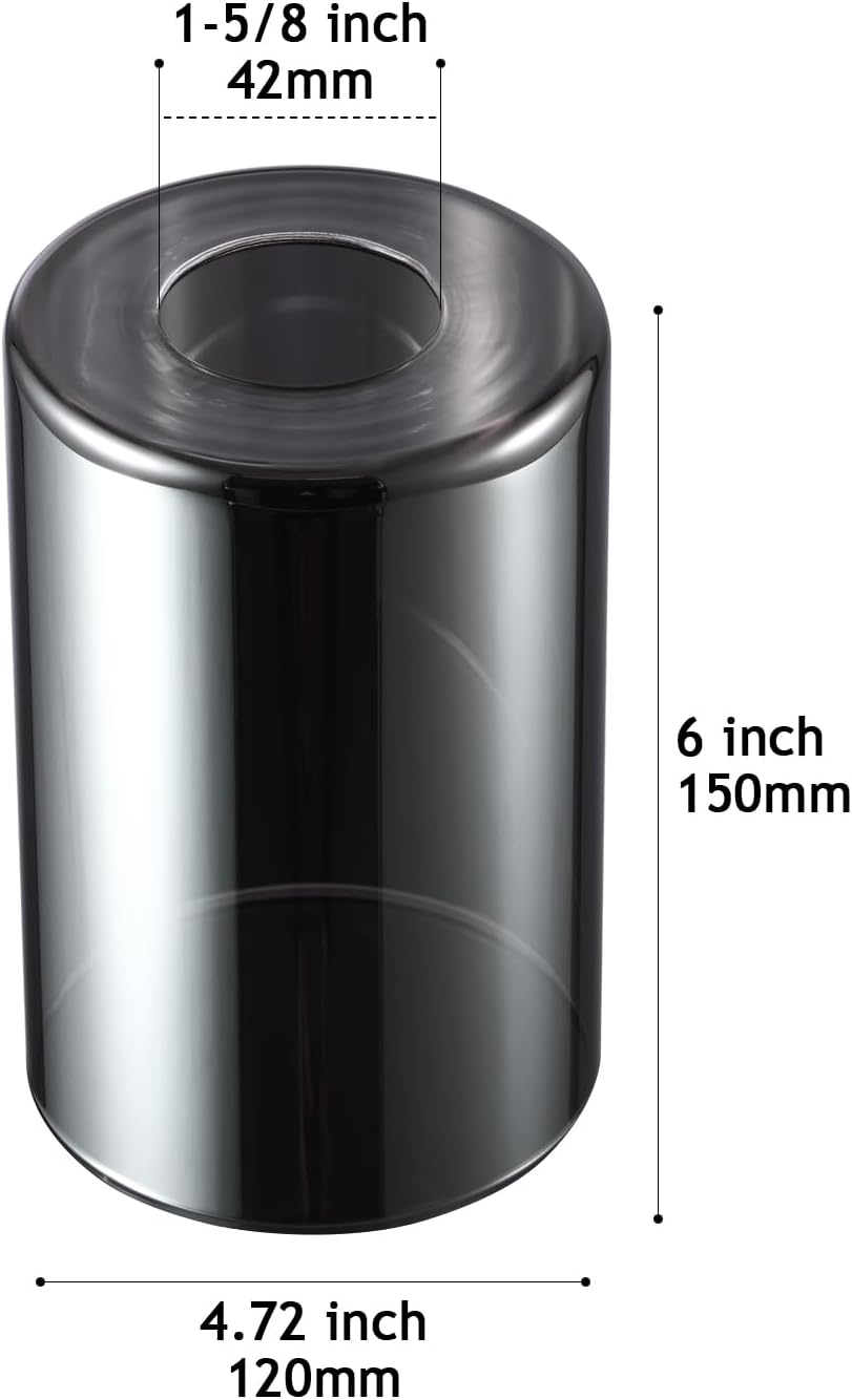Diameter 4.72 IN, Tall 6 IN,E26 Base 1-5/8 Inch Fitter,Wall lamps or Pendant Lamps Replace Lampshades With Smoke Gray Cylindrical Glass Lampshades - Image 2