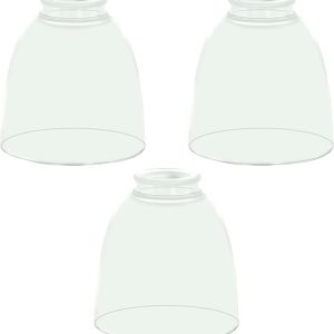 3-Pack Clear Glass Shades, Bell Shaped Glass Shade Covers Ceiling Fan Lamp Replacements, Light Fixtures Lampshade for Chandelier Wall Sconces, 1.61" Fitter Size, 5" High x 4.7" Diameter