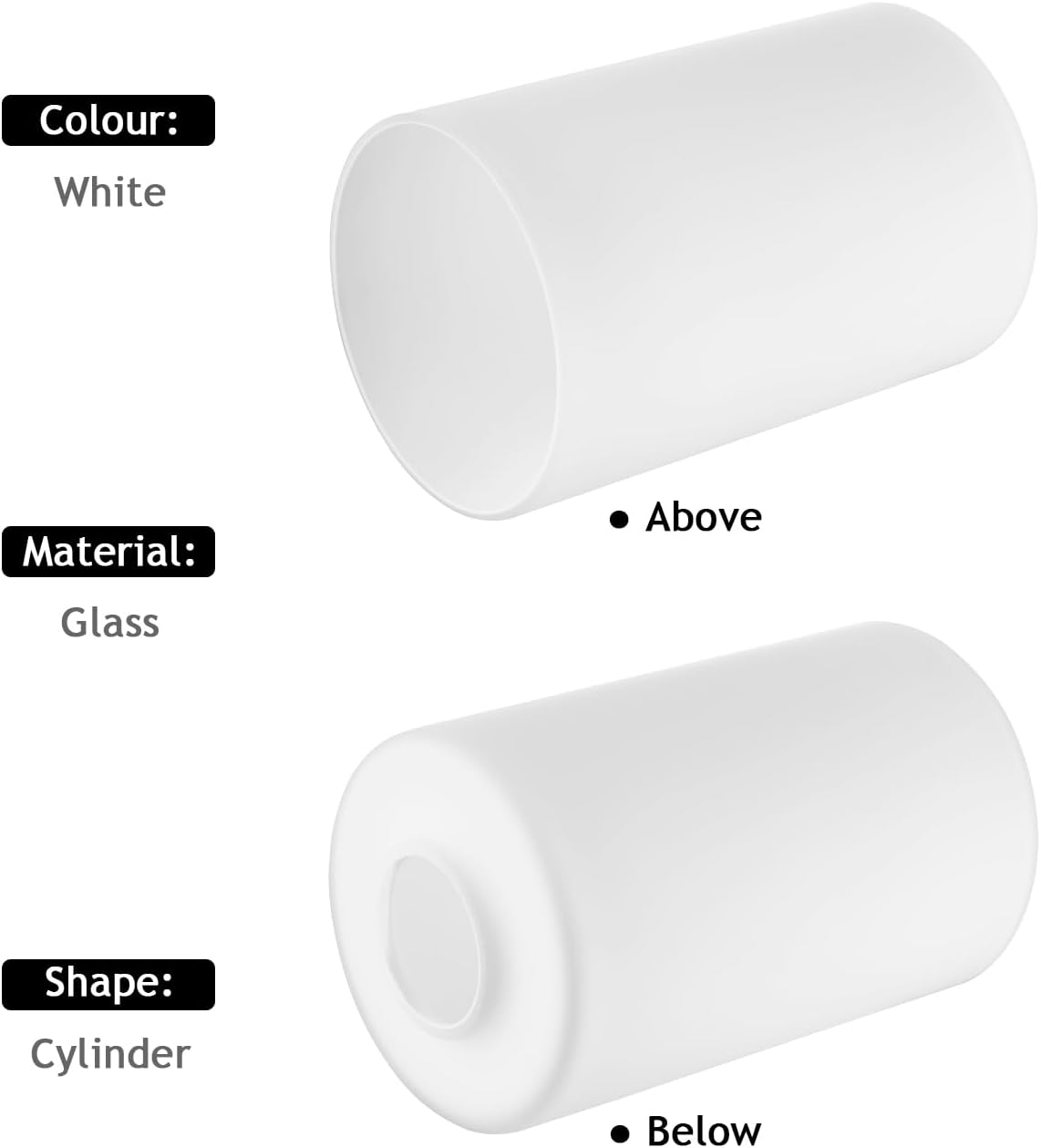 Diameter 4.72 IN, Tall 6 IN,E26 Base 1-5/8 Inch Fitter,Wall lamps or Pendant Lamps Replace Lampshades With Frosted Opal White Cylindrical Glass Lampshades - Image 3