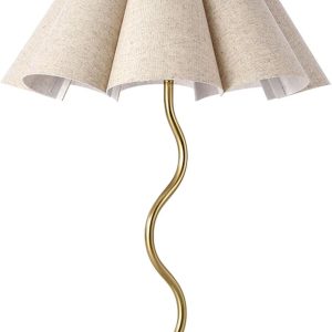 KUNJOULAM Small Table Lamp, Bedside Nightstand Lamp with Umbrella Form Fabric Lampshade, Morden Mini Desk Lamp for Bedroom Home Office Decor