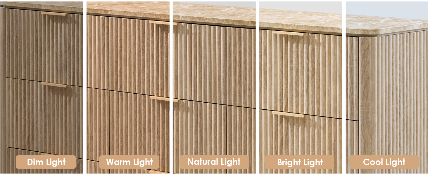 Fluted 9 Drawer Dresser Natural Oak