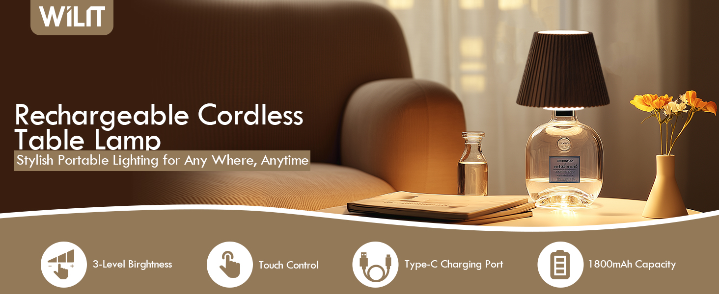WILIT Rechargeable Cordless Table Lamp