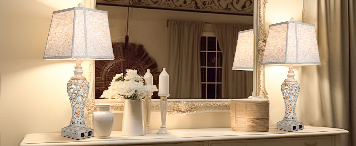 Vintage table lamp set of 2 for hallway table