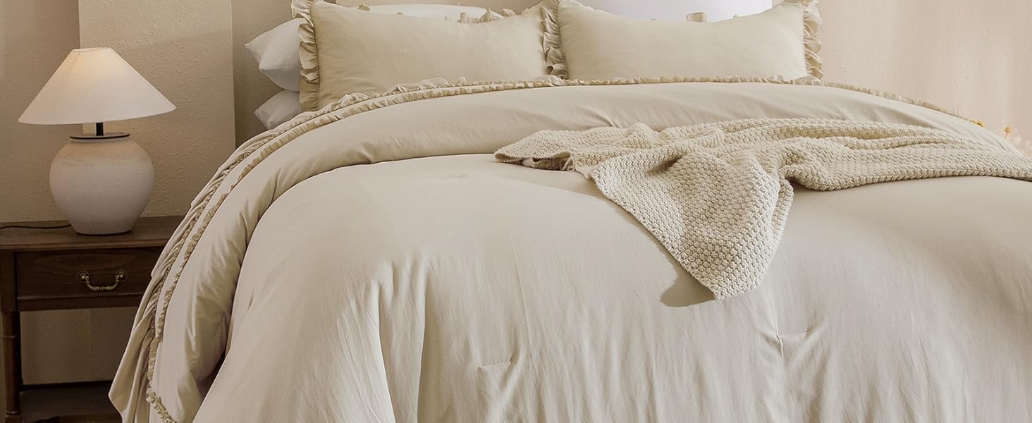 wheat ruffle comforter