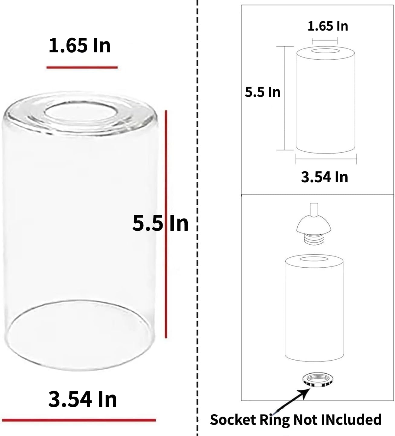 Clear Glass Shades Replacements 3-Pack Shade Cover Globes for Light Fixtures - Image 2