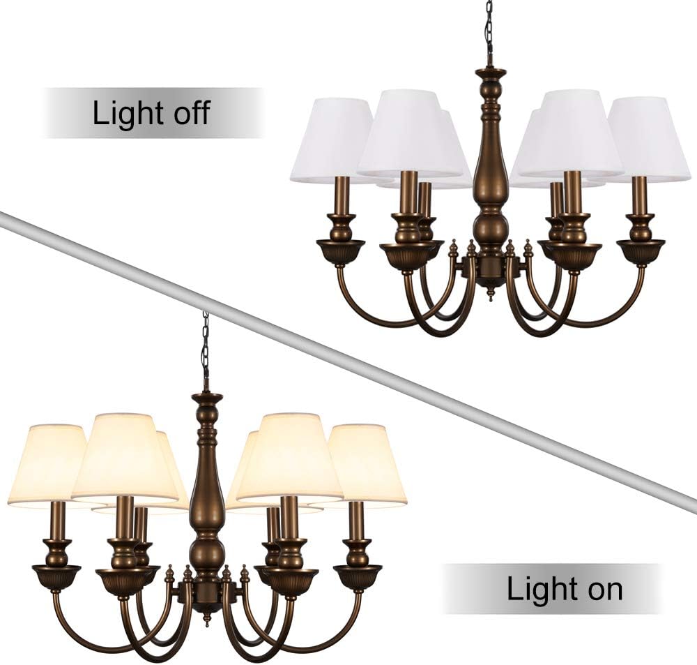 Wellmet Chandelier Shades, ONLY FOR CANDELABRA BULBS, Clip-on Fitter Lamp Shades, 3" x 6" x 5", Set of 6, Cream White - Image 5
