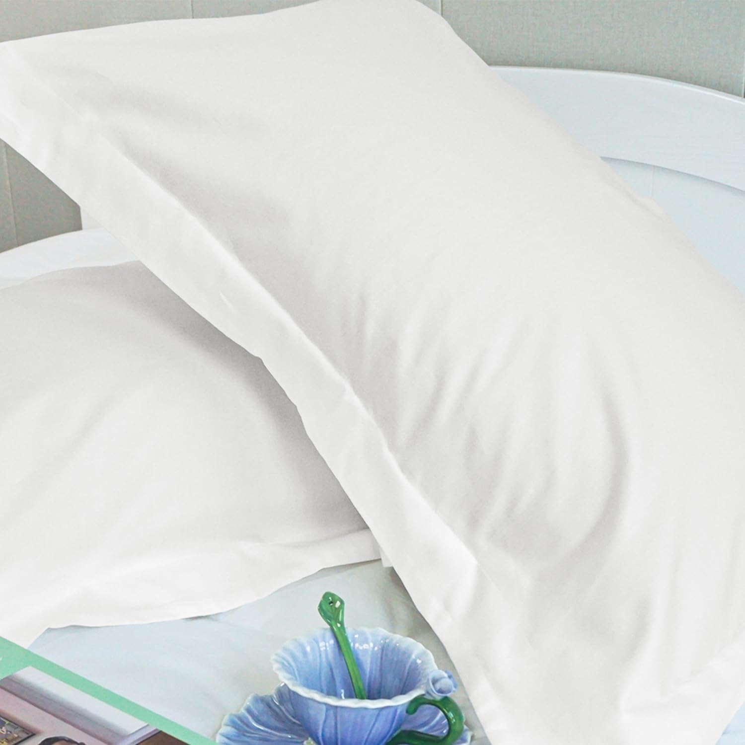 400 Thread Count, 100% Cotton, Envelope Pillowcase Set of 2 Pillow Covers, Breathable, Cooling, Soft for Quality Sleep (Colour Prime White, Standard(20 * 26)) - Image 4