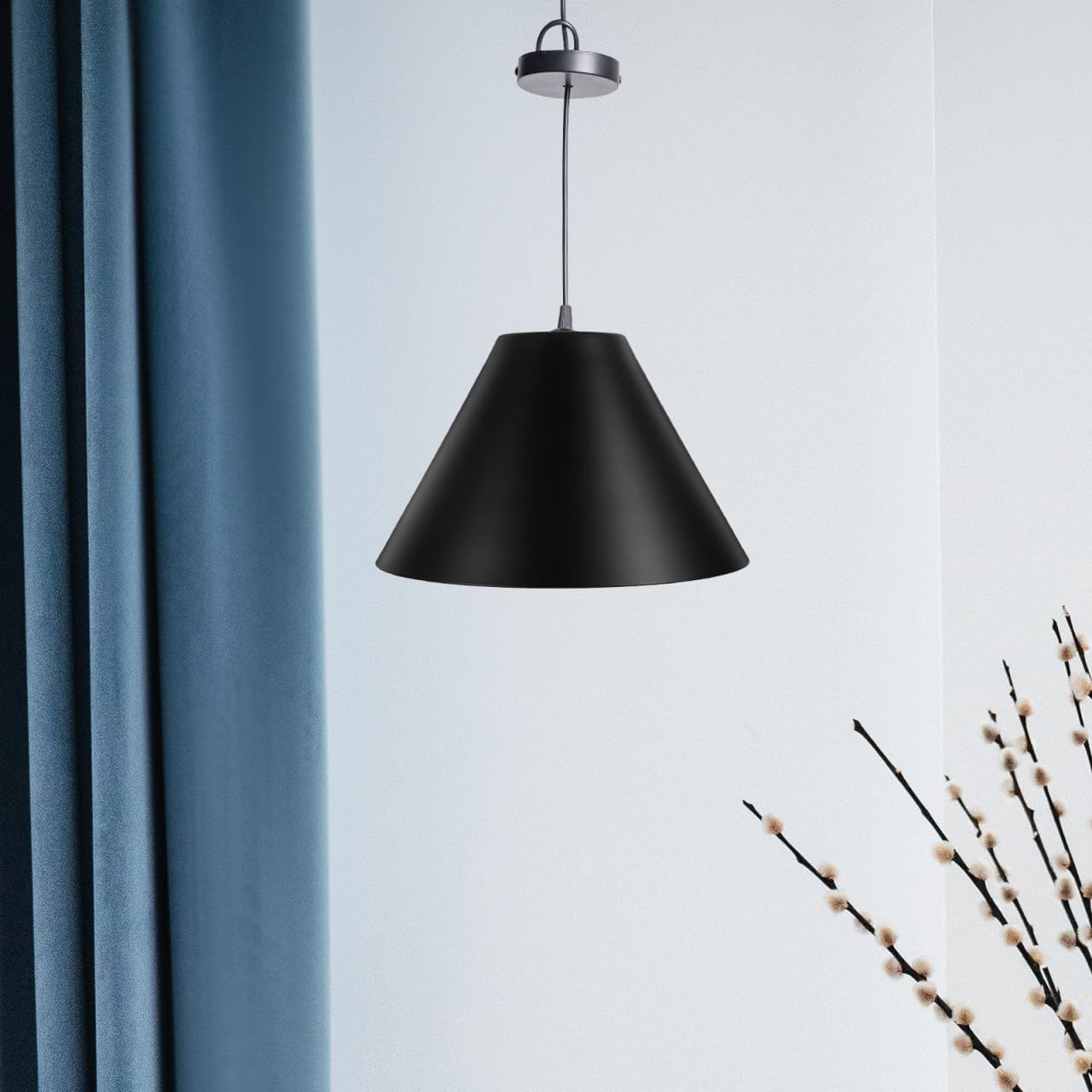 Angoily Modern Black Iron Chandelier Lamp Shade, lamp for bedroom, scalloped shade for Home, Office, Kitchen,and Bedroom - Stylish Decorative Pendant Light Cover - Image 2