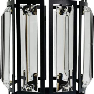 Industrial Black Metal Lamp Shades, Rustic Elegant K9 Crystal Lampshade for E26/E27 Lamp Fixtures