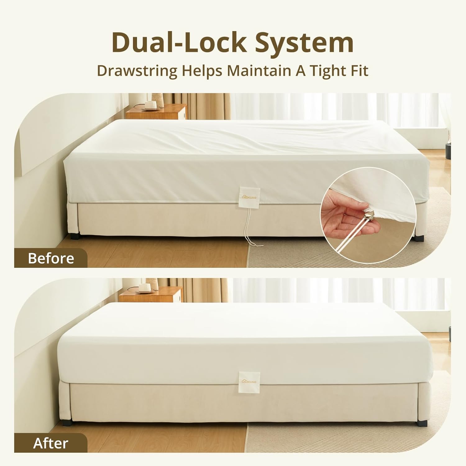 100% Egyptian Long-Staple Cotton Queen Bed Sheet Set with Drawstring and 360°Elastic for Tight Fit, 4PCS 1000TC Bedding Sheets Set, Luxury Soft and Comfort, Deep Pocket Fits 8" to 17" Mattress - Image 3