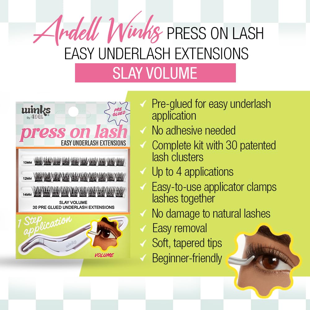 Ardell Winks Press On Eyelash Extensions, Volume - DIY Lash Clusters, 30 Individual Lashes, Natural Look Lashes with Applicator, 1 Pack - Image 2