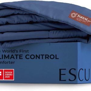 ESCURA Tw® Climate Control Comforter, Full/Queen, German Patented PCM Down Alternative All-Season Design for Hot Sleepers & Night Sweats, Bamboo Lightweight Breathable Hypoallergenic Blanket