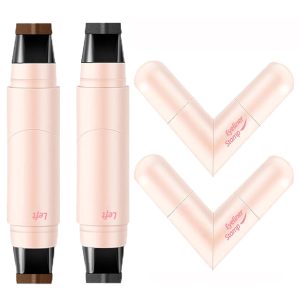 Double Headed Eyeliner Stamp, 2 Colors Waterproof Long Lasting Smudge Proof Liquid Eye Liner Pen, New Foldable Eyeliner Stamp, Gel Eye Pencil Eye Makeup Pen (Black+Brown)