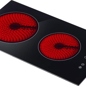 Empava 2 Burners Electric Cooktop, 12 Inch Radiant Stove with Child Safety Lock, Timer, Overheat Protection, All Kinds of Cookware, 3000W, 220-240V Hard Wired, No Plug, ETL Certified