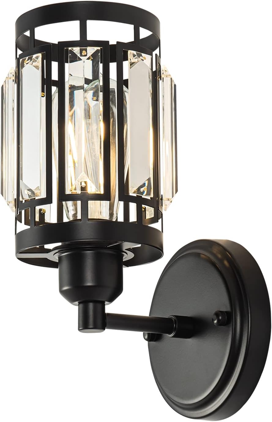 Industrial Black Metal Lamp Shades, Rustic Elegant K9 Crystal Lampshade for E26/E27 Lamp Fixtures - Image 3