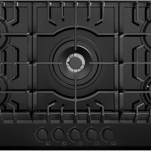 Empava 36 Inch Built-in Gas Cooktop with 5 Sealed SABAF Burners, Black Tempered Glass Surface, LPG/NG Convertible, Flame Failure Protection, Dishwasher Safe Grates