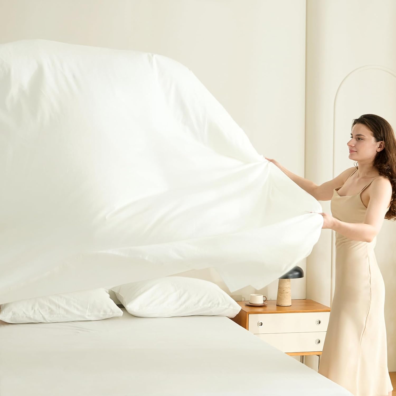 100% Egyptian Long-Staple Cotton Queen Bed Sheet Set with Drawstring and 360°Elastic for Tight Fit, 4PCS 1000TC Bedding Sheets Set, Luxury Soft and Comfort, Deep Pocket Fits 8" to 17" Mattress - Image 7