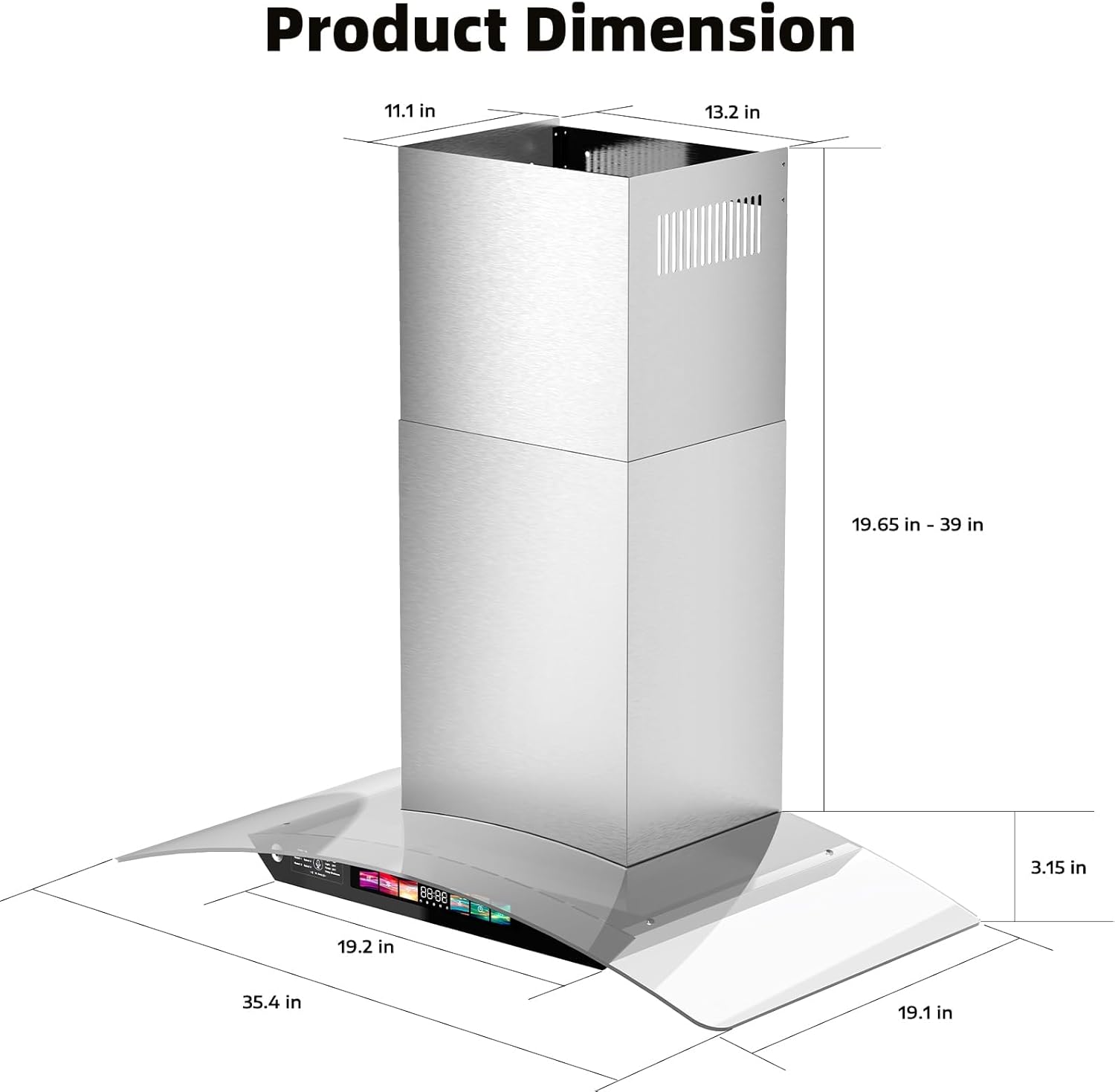 36 inch Wall Mount Range Hood Tempered Glass 900 CFM, Voice/Gesture/Touch Control, Stainless Steel Kitchen Hood Vent with 4 Speed Exhaust Fan, Adjustable Lights, Memory Mode - Image 6