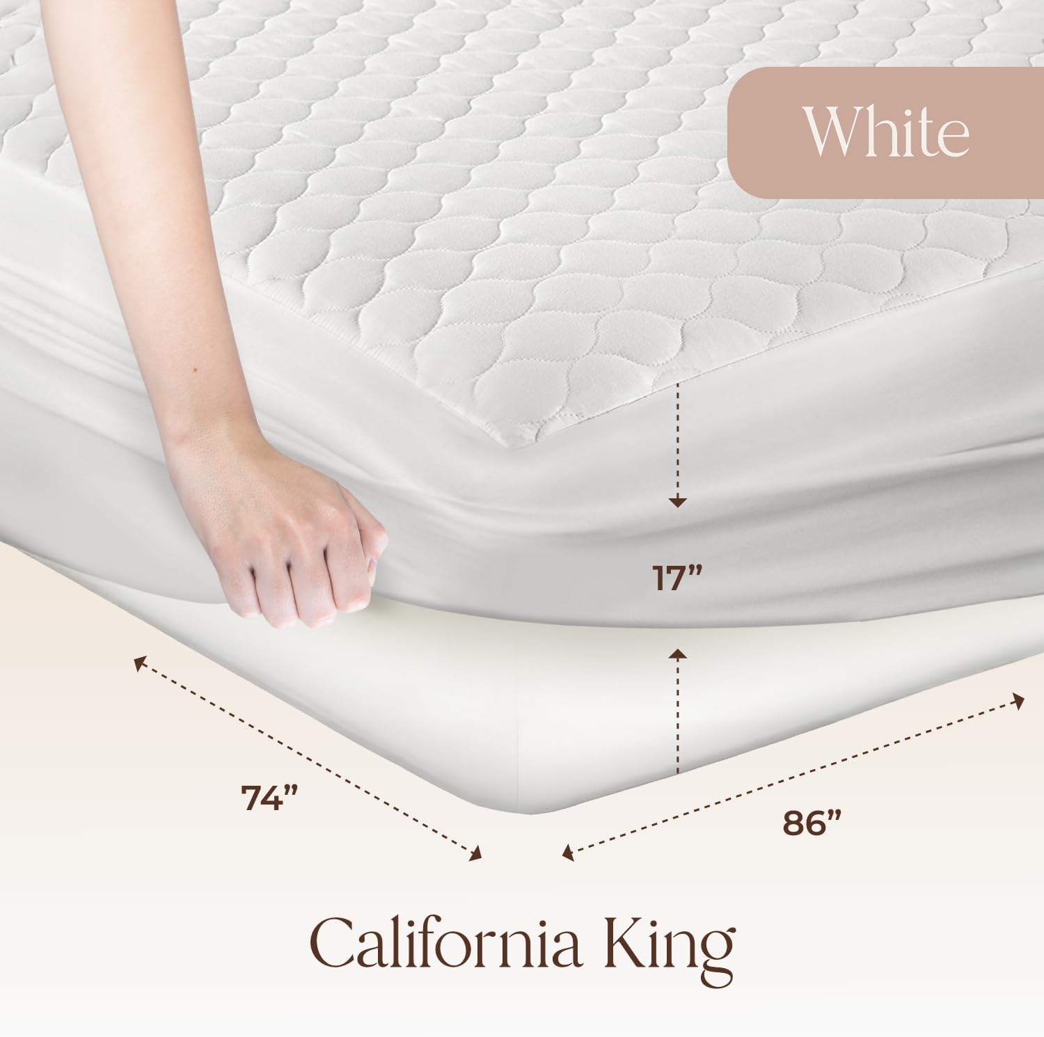 100% Cotton Organic Mattress Pad - Breathable & Cooling Mattress Protector Cal King - Premium 300GSM Quilted and Noiseless Machine Washable Organic Mattress Protector (White, Cal King) - Image 2