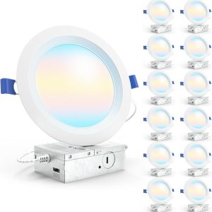 Sunco 12 Pack 6 Inch LED Recessed Light, Ceiling Canless Recessed Lights, Baffle Trim, 850 LM, 14W, Selectable CCT 2700K/3000K/4000K/5000K/6000K, Dimmable with Junction Box
