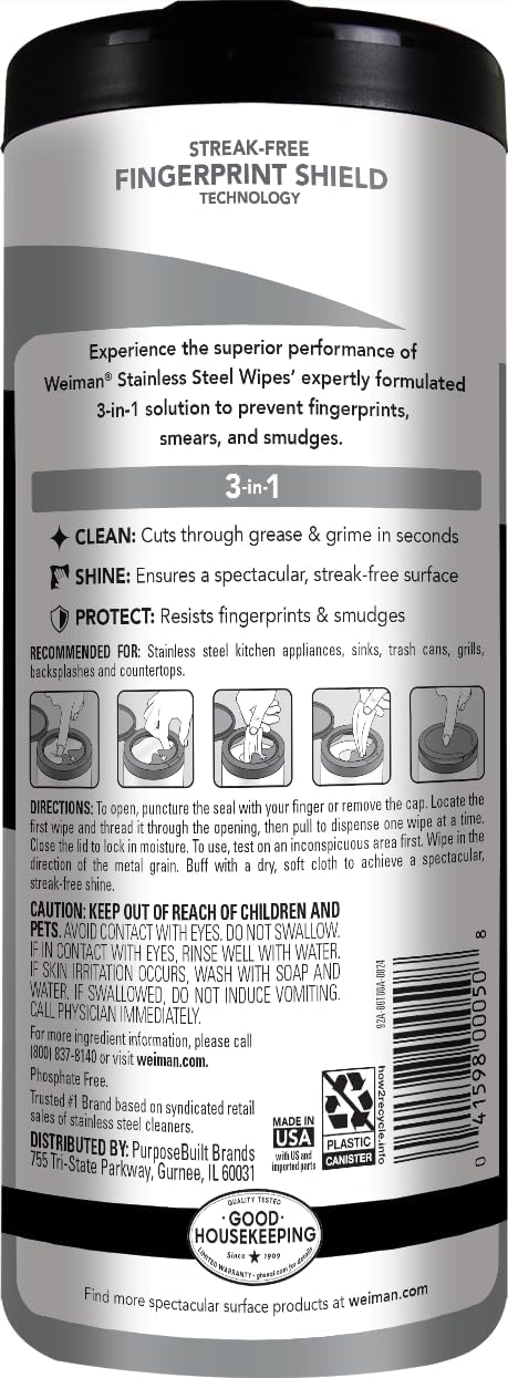 Weiman Heavy Duty Cooktop Polish & Stainless Steel Wipes - Powerful Appliance Kitchen Cleaning Kit - Packaging May Vary - Image 2