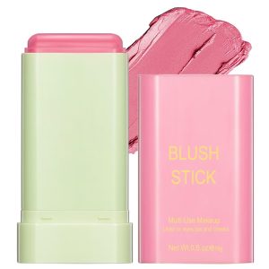 Multi-Use Makeup Blush Stick,Beauty Solid Moisturizer,Waterproof Natural Nude Makeup,Tinted Solid Moisturizer Stick for Eyes Lips Cheek(1#shy pink)