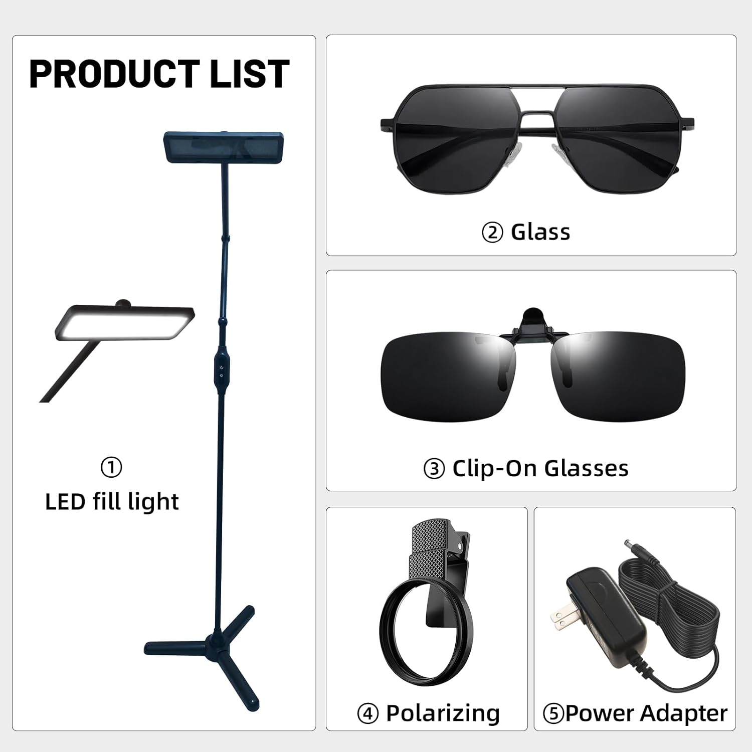 GBK Tattoo Work Lighting Floor Lamp Kit with Polarized LED Tattoo Light,Tattoo Vision Glasses,CPL Filter,Adjustable Brightness - Anti Glare for Tattoo Artists, Eyelash Extensions & Nail Art - Image 2